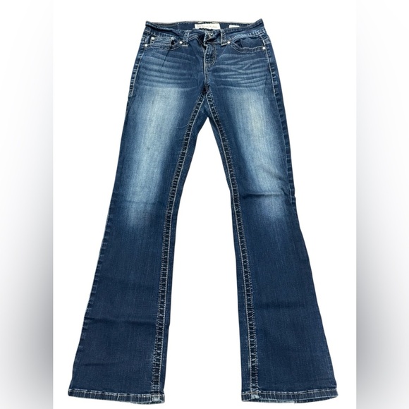 BKE Buckle Payton Boot Stretch Jean Size 29 Long Embellished Pockets - Picture 1 of 10